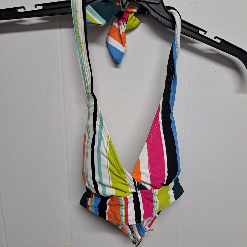 Anne‎ Cole Women's Multicolor Striped Halter Bikini Top Size XS NWT